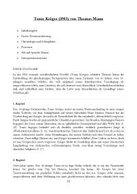 Überblick zu "Tonio Kröger" von Thomas Mann