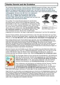 Arbeitsblatt über Charles Darwin und der Evolution