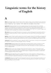 Short Vocabulary of Linguistic terms for the history of English