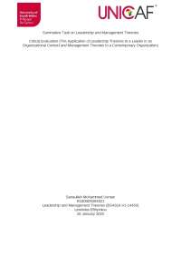 CRITICAL EVALUATION OF THE APPLICATION OF LEADERSHIP AND MANAGEMENT THEORIES TO A LEADER IN A CONTEMPORARY ORGANIZATION.docx