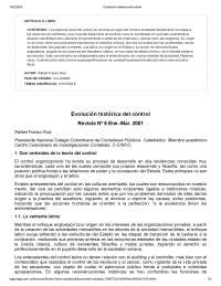 Historia Evolutionaria del Control: Origenes y Desarrollo del Control Organizacional