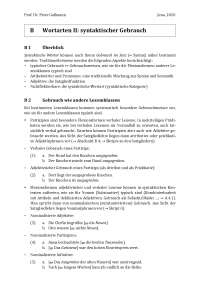Vorlesungskript Grundlagen der deutschen Grammatik:Wortarten II: syntaktischer Gebrauch