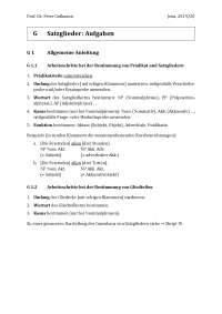 Aufgaben Grundlagen der deutschen Grammatik:Satzglieder