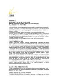 Artist in Residence Program at EESAB Brest, France