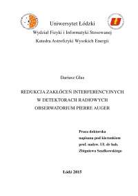Redukcja zakłóceń interferencyjnych w detektorach radiowych. Obserwatorium Pierre Auger