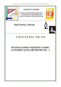 Wyznaczenie stężenia cukru za pomocą polarymetru Plr-1