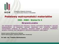 Podstawy wytrzymałości materiałów - skręcanie prętów