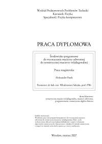 ́Środowisko programowe do wyznaczania macierzy odwrotnej do symetrycznej m.trójdiagonalnej