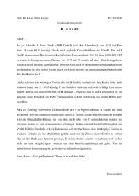 Abschlussklausur mit Lösungsskizze Kreditsicherungsrecht Prof. Berger WS 19/20