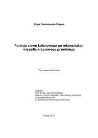 Funkcja stawu kolanowego po rekonstrukcji więzadła krzyżowego przedniego