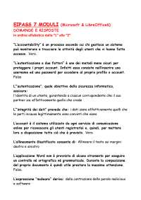 EIPASS 7 MODULI (Microsoft & LibreOffice6) - Domande e Risposte in ...