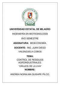 Orujos de uva. Control de residuos agroindustriales.