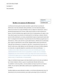 Ejercicio sobre Bordieu, tres maneras de distinguirse