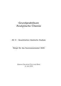 Grundpraktikum Analytische Chemie - Skript SoSe 2020 - Uni Mainz