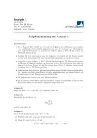 Aufgabensammlung Analysis 1 WS 17 Prof. Koch