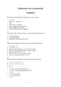 Aufgaben Einführung in die Aussagenlogik