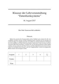 Klausur Datenbanksysteme KIT - August 2017