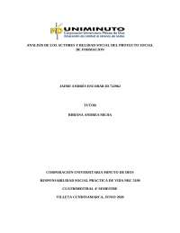 ANÁLISIS DE LOS ACTORES Y REALIDAD SOCIAL DEL PROYECTO SOCIAL DE FORMACION