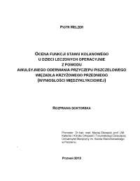 Ocena funkcji stawu kolanowego u dzieci leczonych z powodu wyniosłości międzyłokciowej