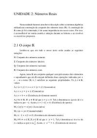 Numeros reais, corpo, módulo de um número real