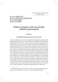 Budowa i proporcje ciała warszawskiej młodzieży gimnazjalnej