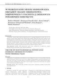 Wykorzystanie metod modelowania układu szkieletowo-mieśniowego u pacjenta z mózgowym porażeniem dziecięcym