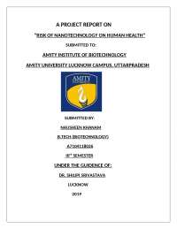 Risk Factors in Nanotechnology on Human health