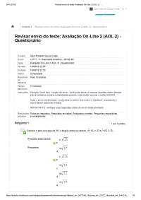 RE: Avaliação On-Line 2 (AOL 2) - Geometria Analítica