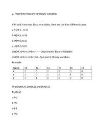 Proximity Measures for Binary and Ordinal Variables