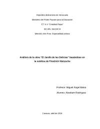 Análisis de la obra “El Jardín de las Delicias” basándose en la estética de Friedrich Nietzsche