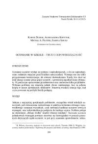 Ocenianie w szkole - trud i odpowiedzialność