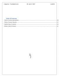 MS Word 2007 Lab#06: Generating Table of Contents