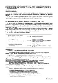 Organizacion Política y Admnistrativa del Ayuntamiento de Madrid parte 1
