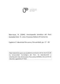 Identidad peruana e identidad Manrique