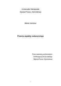 Prawne aspekty outsourcingu - charakterystyka