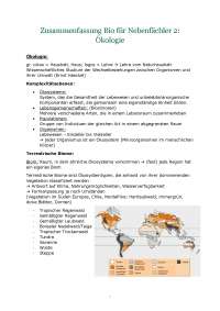 Zusammenfassung Biologie für Nebenfächler II: Ökologie
