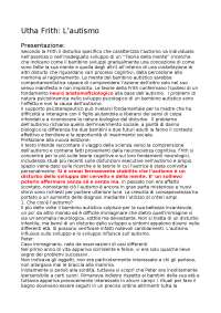 L' autismo. Spiegazione di un enigma Uta Frith - Docsity