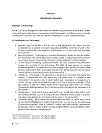 PARTNERSHIP FORMATION