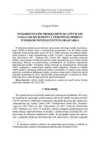 Wykorzystanie programów QUANTUM GIS i I SAGA GIS do budowy cyfrowego modelu wysokościowego Zlewni Grajcarka