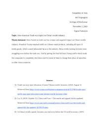 Impact of Sino-American Trade War on China's Textile Industry: A Case Study