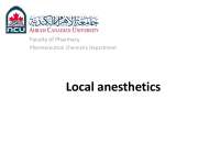 Local anesthetic diploma in pharmacy 2nd year pharmaceutical chemistry-II