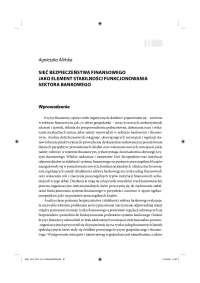 Sieć bezpieczeństwa finansowego jako elelment stabilności funkcjonowania sektora bankowego