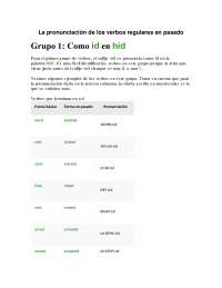 Pronunciación en ingles de verbos regulares en pasado - Docsity