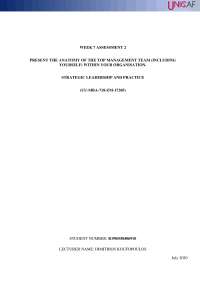 Strategic Leadership and Practices Assessment 2 Week 7