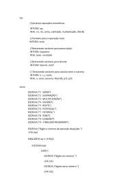 Pseudocódigo calculadora em C