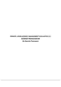 Paniere PRINCIPI, LEGISLAZIONE E MANAGEMENT SCOLASTICO (C.) prof. De Sanctis Francesco