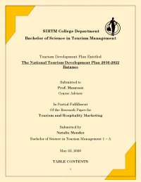 Tourism Development Plan Batanes 2016-2022