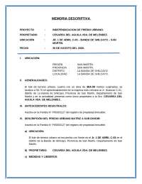 memoria descriptiva de una independizacion con pasaje comun