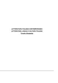 Paniere LETTERATURA ITALIANA CONTEMPORANEA  Prof.ssa Tonello Elisabetta