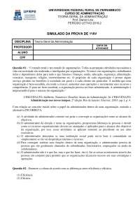 LISTA DE EXERCÍCIO 1 - INTRODUÇÃO A ADMINISTRAÇÃO
